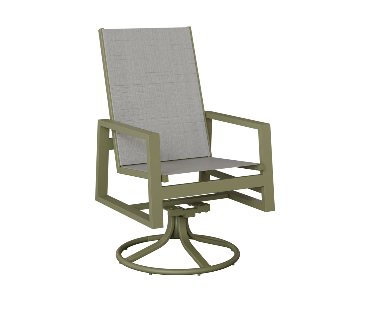 Vida High Back Padded Sling Swivel Rocker Dining Chair