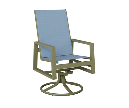 Vida High Back Padded Sling Swivel Rocker Dining Chair