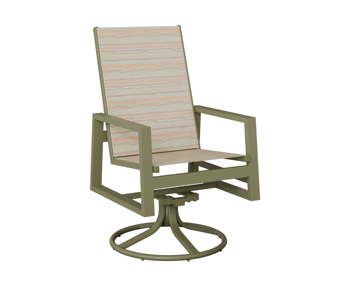 Vida High Back Padded Sling Swivel Rocker Dining Chair