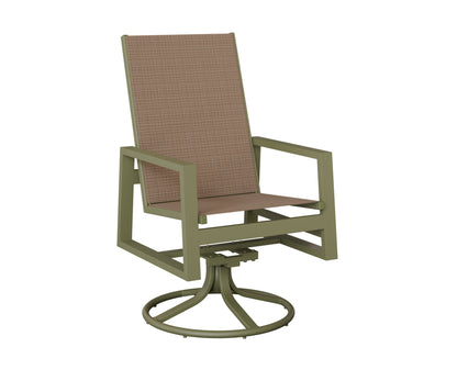 Vida High Back Padded Sling Swivel Rocker Dining Chair