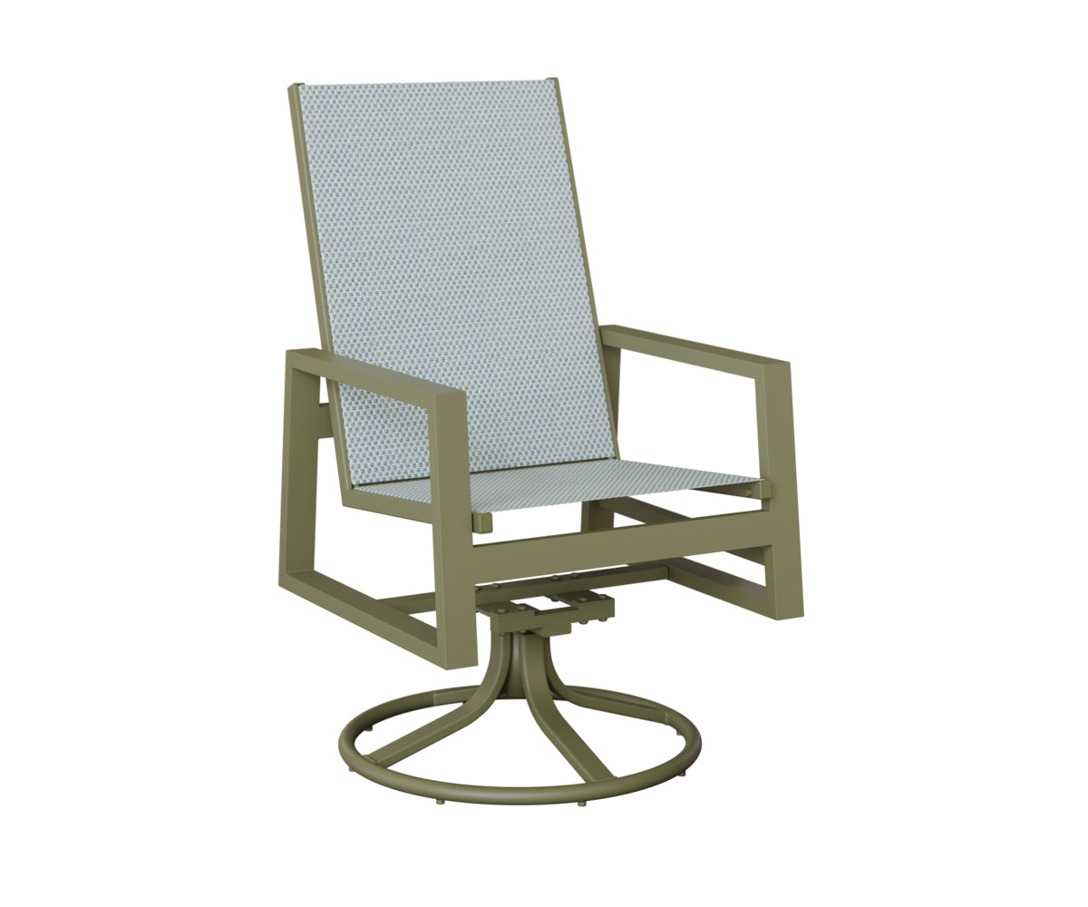Vida High Back Padded Sling Swivel Rocker Dining Chair
