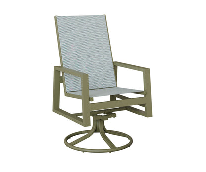 Vida High Back Padded Sling Swivel Rocker Dining Chair