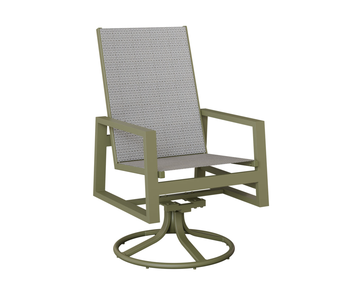 Vida High Back Padded Sling Swivel Rocker Dining Chair