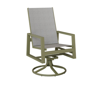 Vida High Back Padded Sling Swivel Rocker Dining Chair