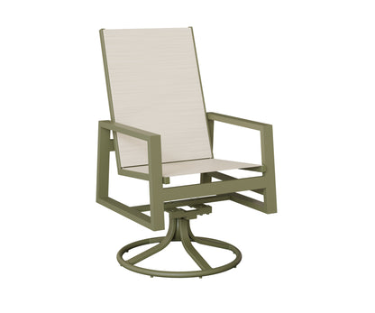 Vida High Back Padded Sling Swivel Rocker Dining Chair