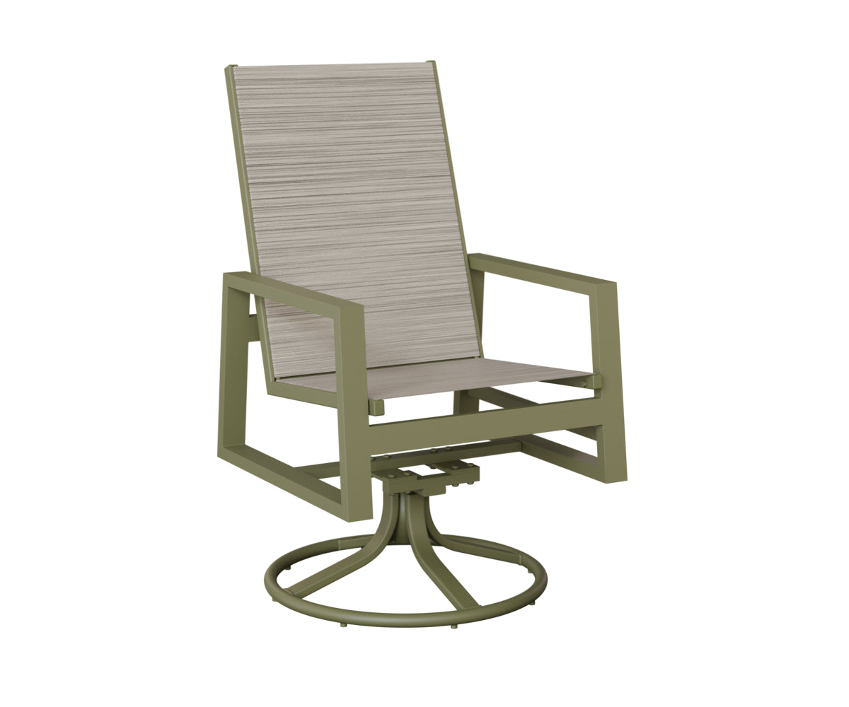 Vida High Back Padded Sling Swivel Rocker Dining Chair