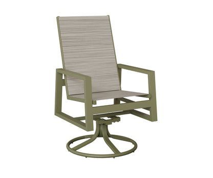 Vida High Back Padded Sling Swivel Rocker Dining Chair