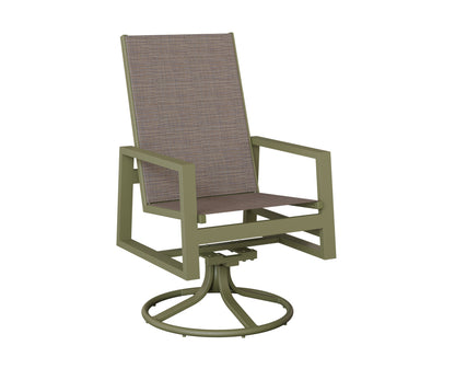 Vida High Back Padded Sling Swivel Rocker Dining Chair