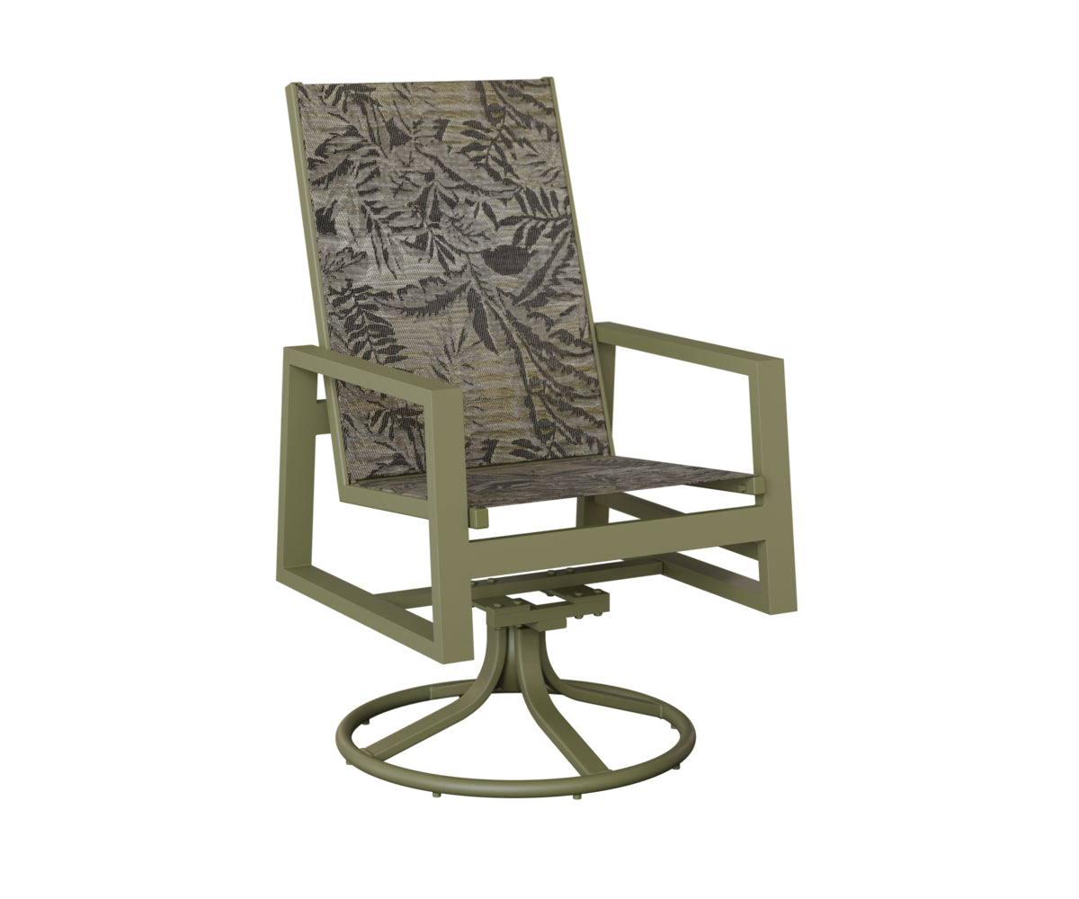 Vida High Back Padded Sling Swivel Rocker Dining Chair