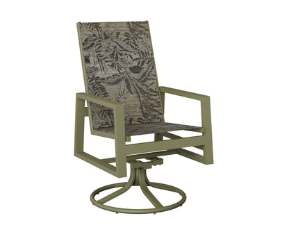 Vida High Back Padded Sling Swivel Rocker Dining Chair