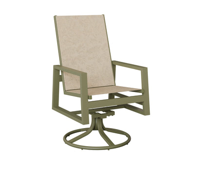 Vida High Back Padded Sling Swivel Rocker Dining Chair