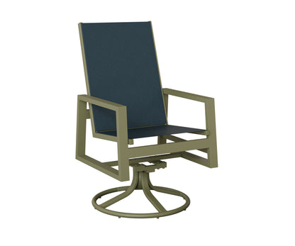 Vida High Back Padded Sling Swivel Rocker Dining Chair
