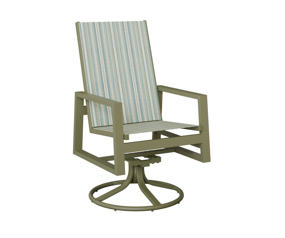 Vida High Back Padded Sling Swivel Rocker Dining Chair