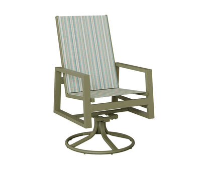 Vida High Back Padded Sling Swivel Rocker Dining Chair