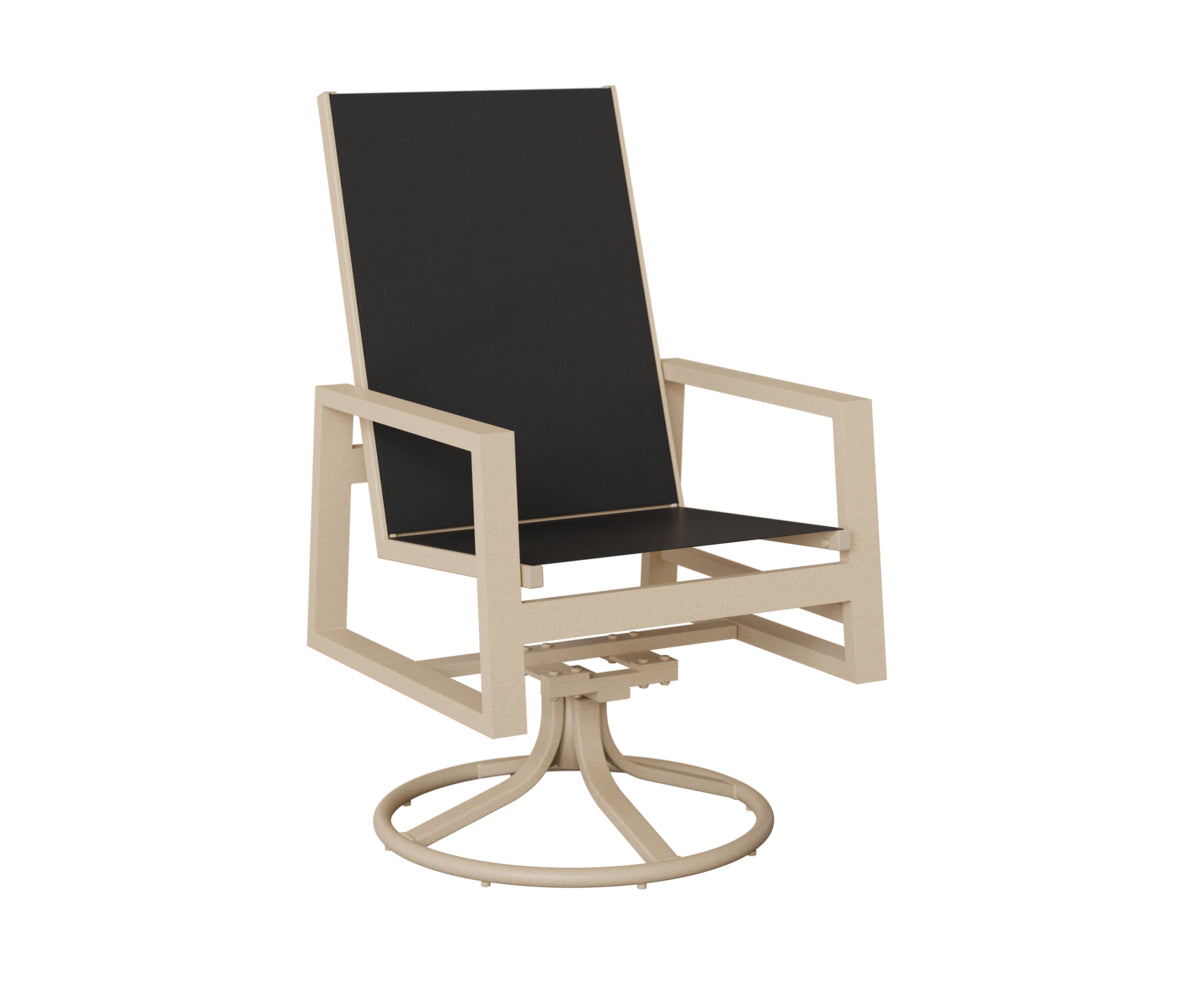 Vida High Back Padded Sling Swivel Rocker Dining Chair