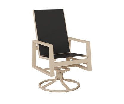 Vida High Back Padded Sling Swivel Rocker Dining Chair