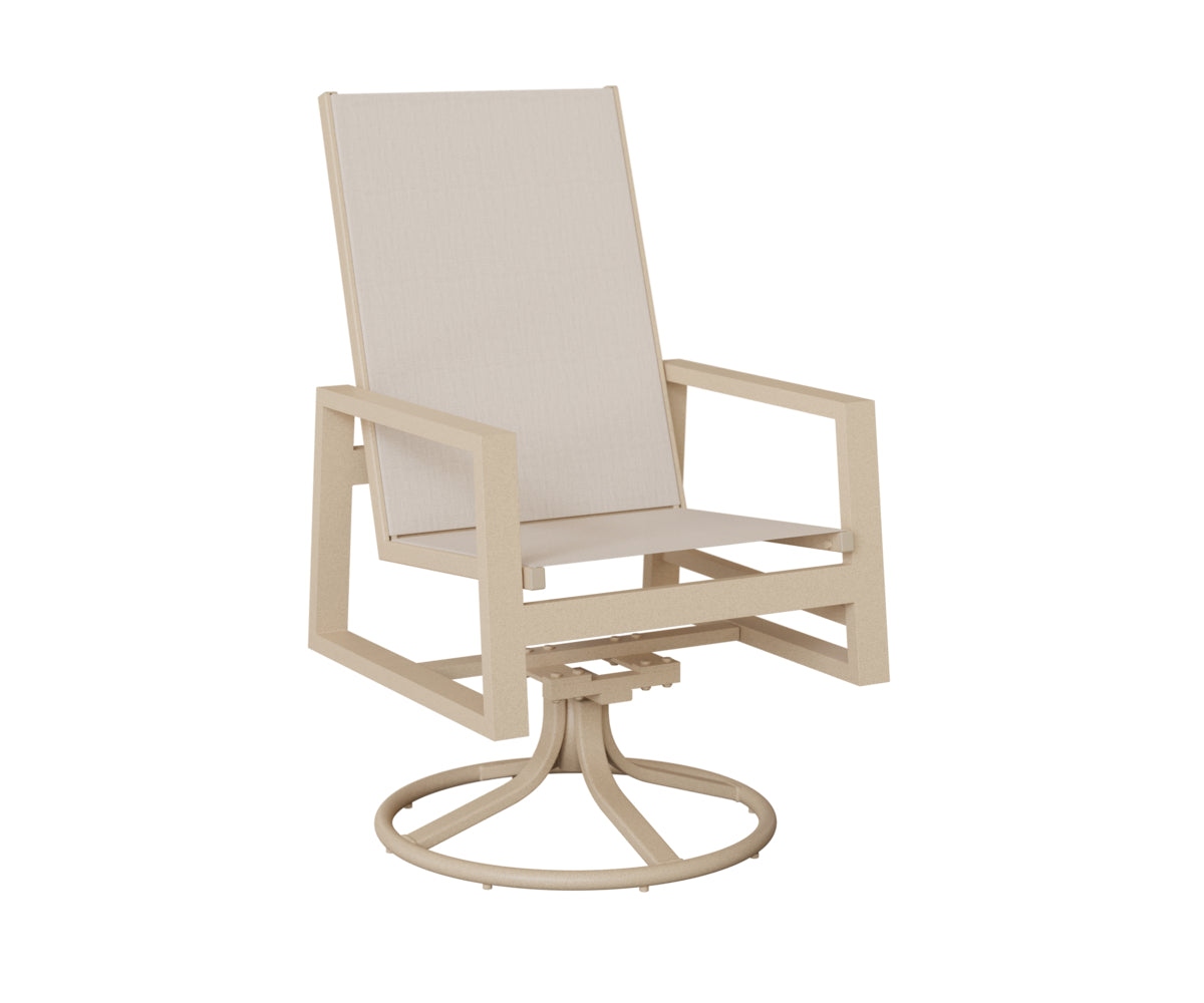 Vida High Back Padded Sling Swivel Rocker Dining Chair