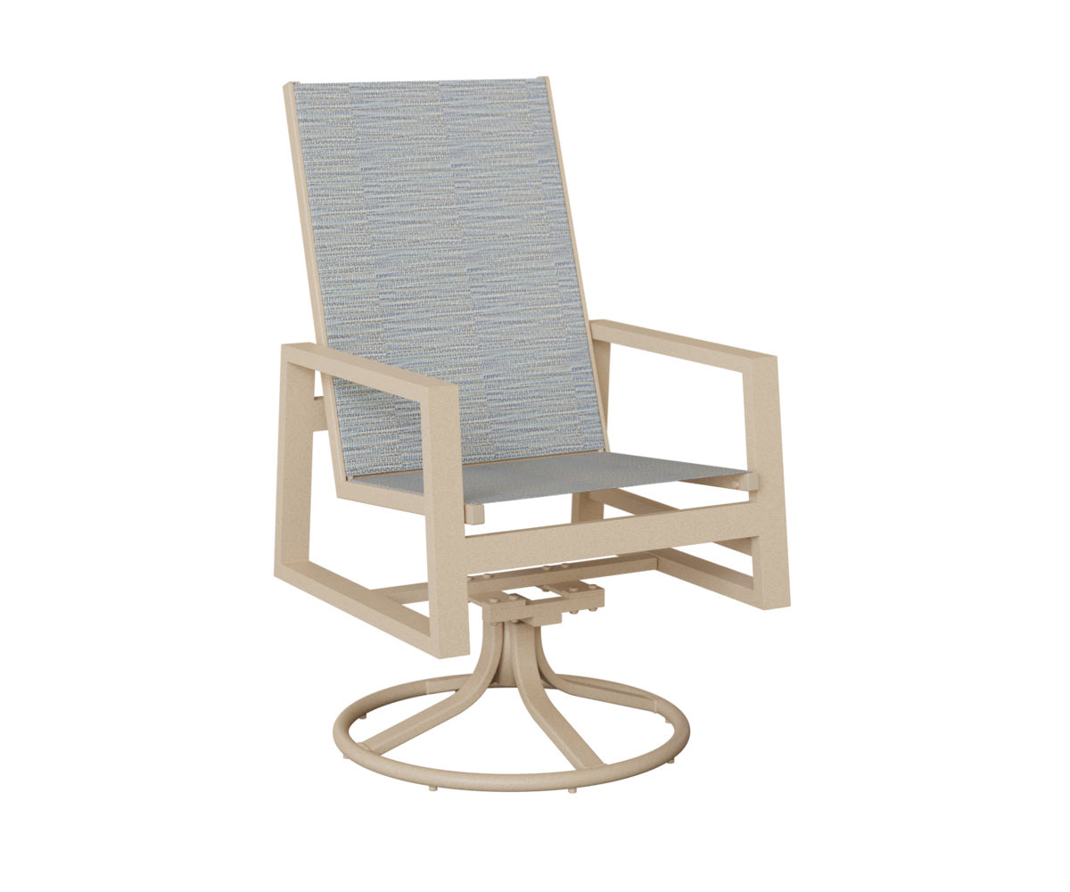 Vida High Back Padded Sling Swivel Rocker Dining Chair