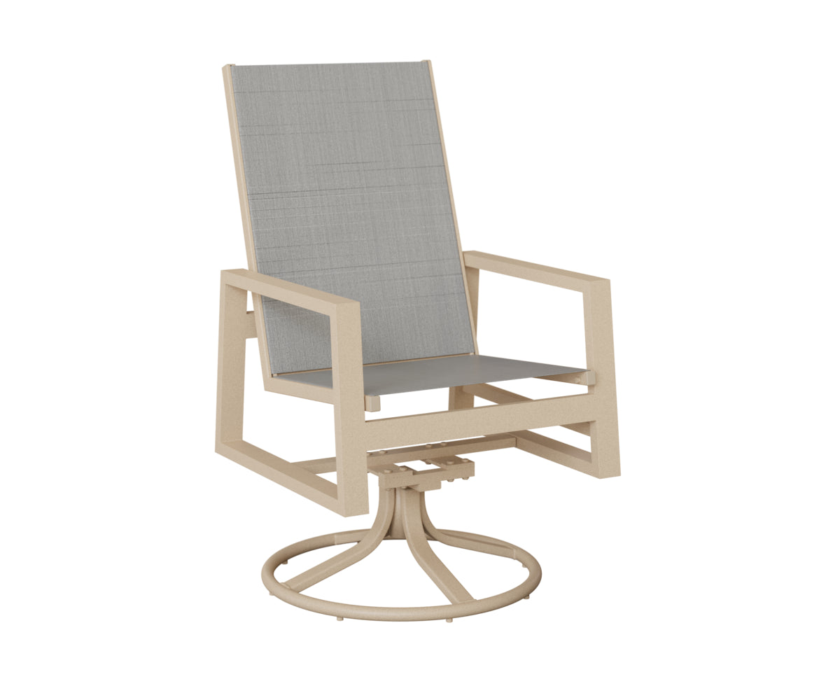 Vida High Back Padded Sling Swivel Rocker Dining Chair