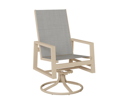 Vida High Back Padded Sling Swivel Rocker Dining Chair