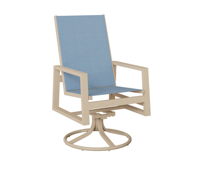 Vida High Back Padded Sling Swivel Rocker Dining Chair