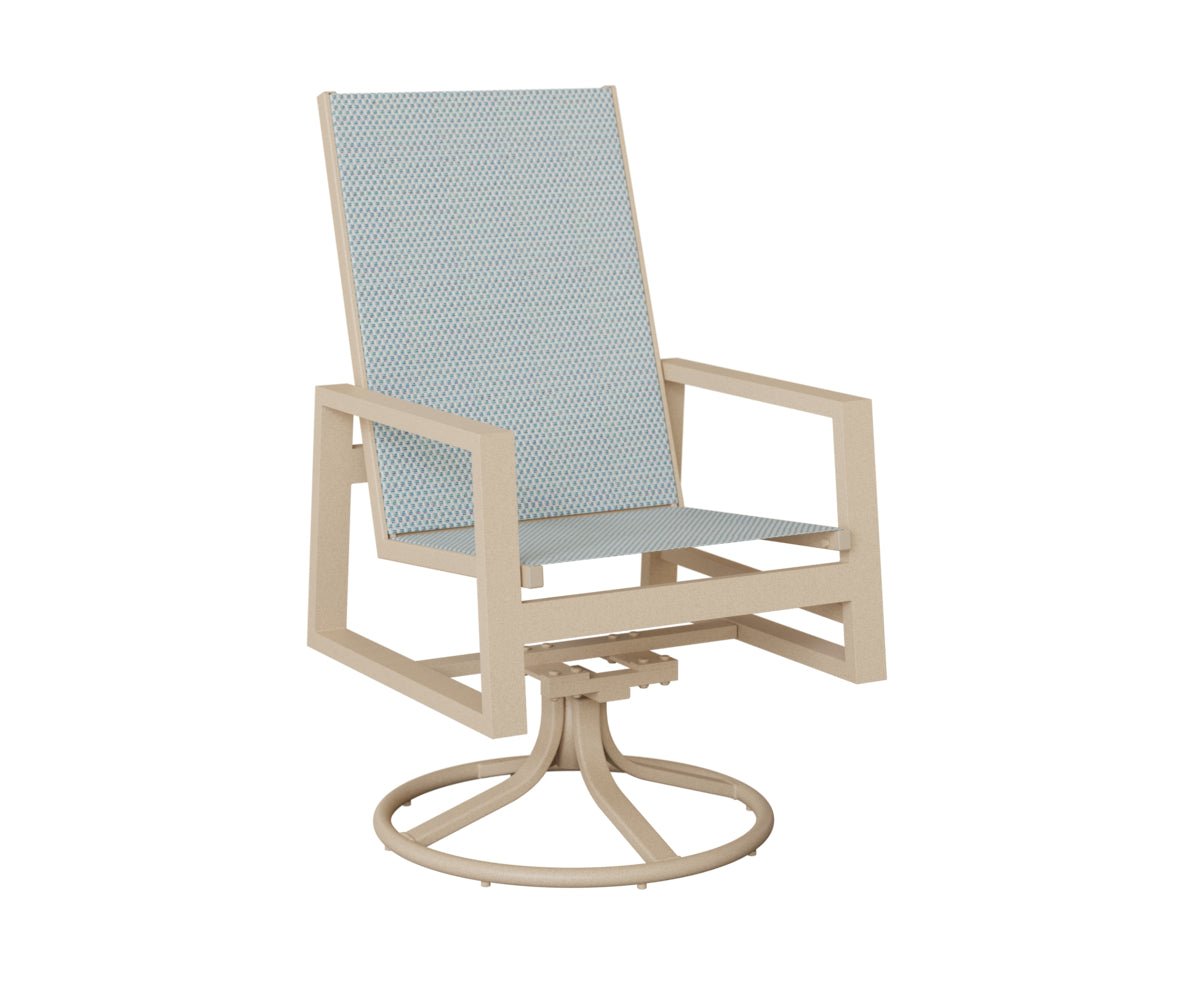 Vida High Back Padded Sling Swivel Rocker Dining Chair