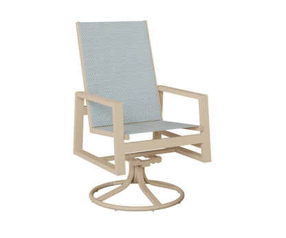 Vida High Back Padded Sling Swivel Rocker Dining Chair
