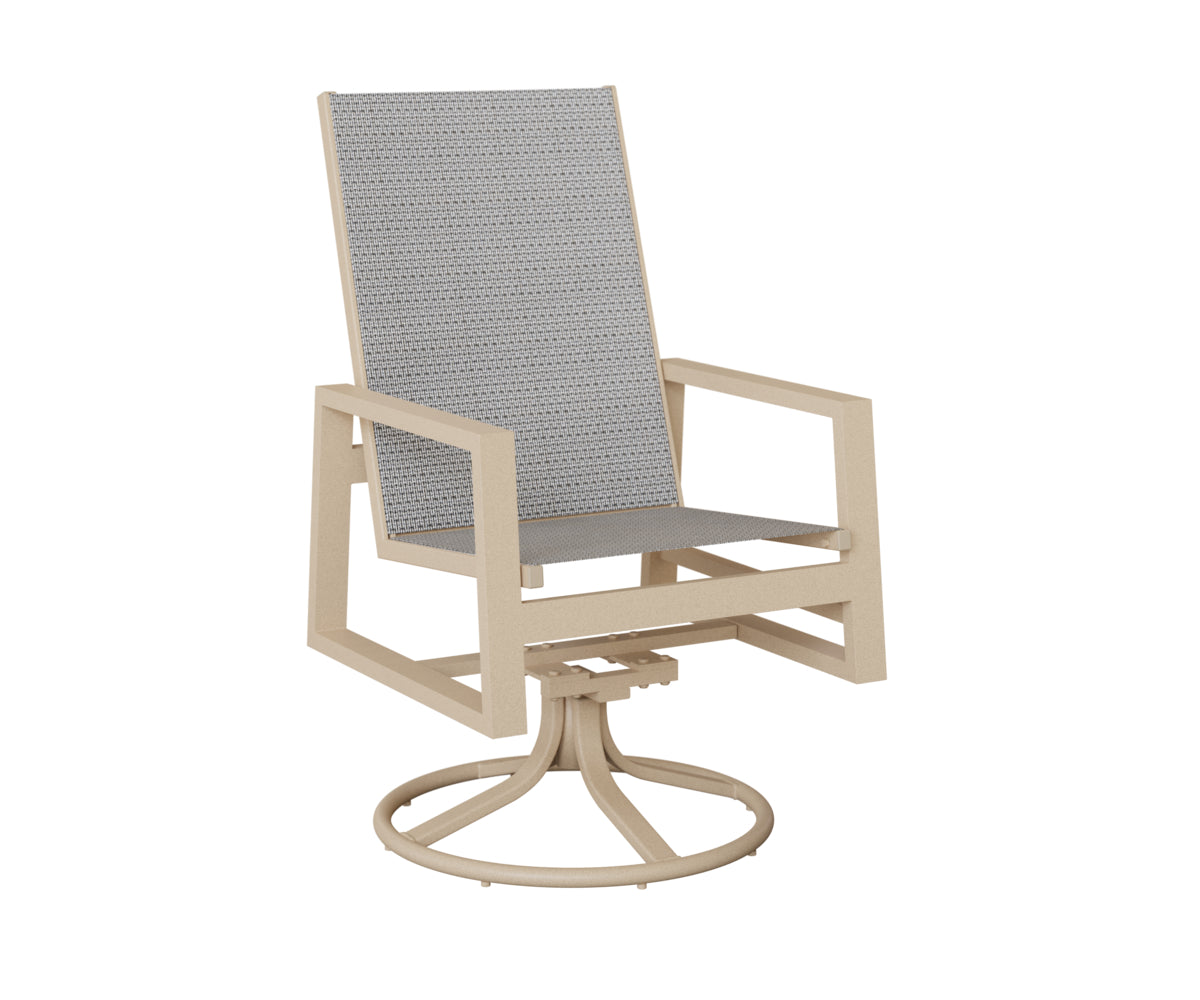 Vida High Back Padded Sling Swivel Rocker Dining Chair