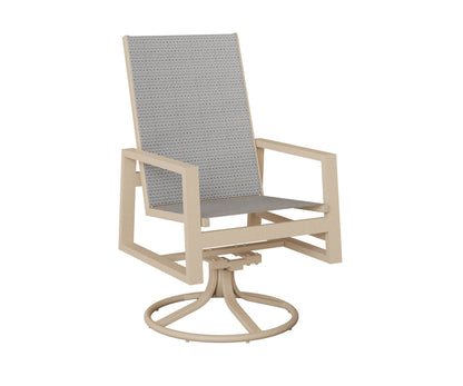 Vida High Back Padded Sling Swivel Rocker Dining Chair
