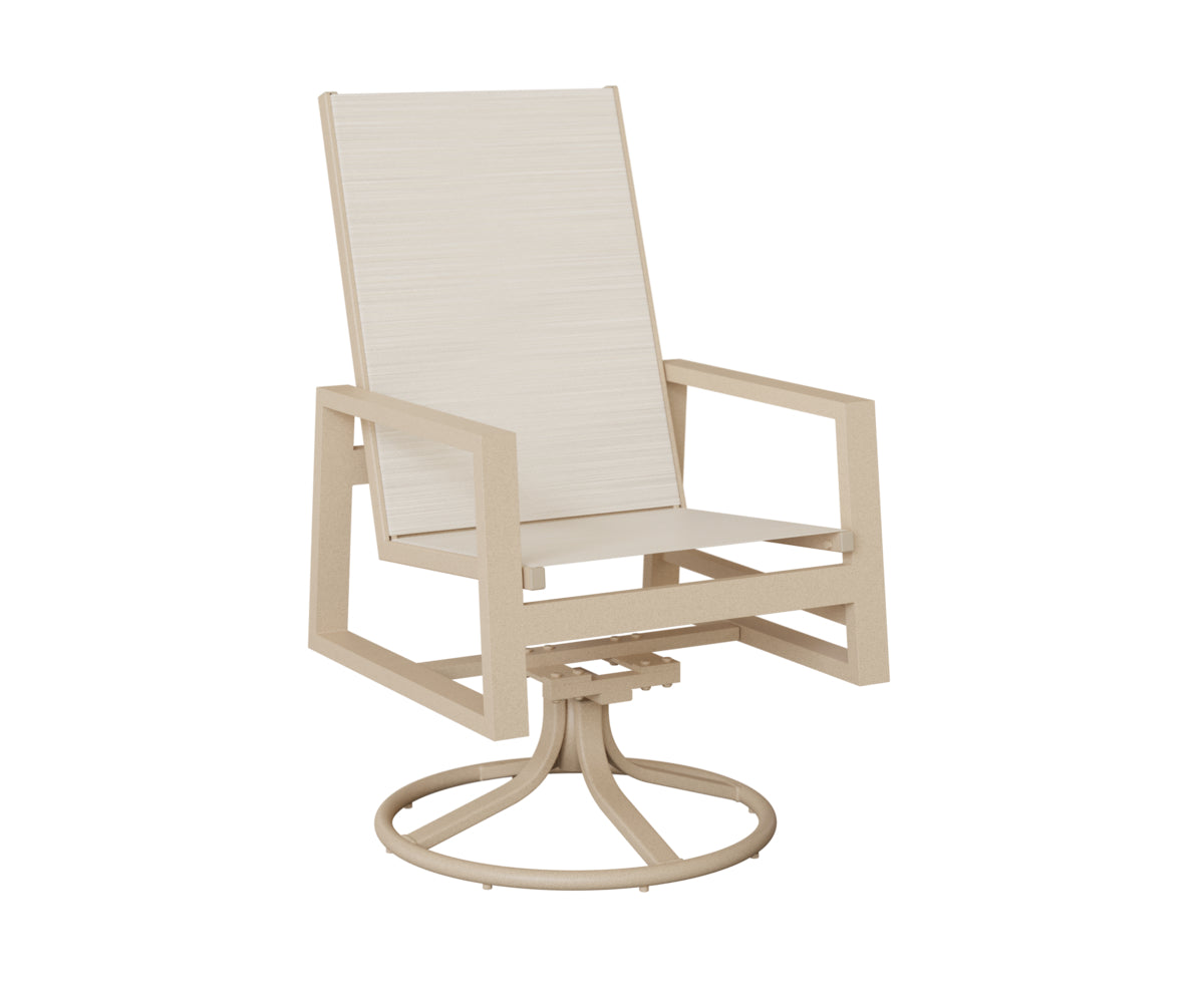 Vida High Back Padded Sling Swivel Rocker Dining Chair