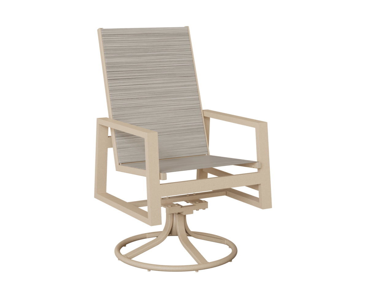 Vida High Back Padded Sling Swivel Rocker Dining Chair
