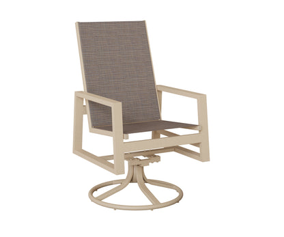 Vida High Back Padded Sling Swivel Rocker Dining Chair