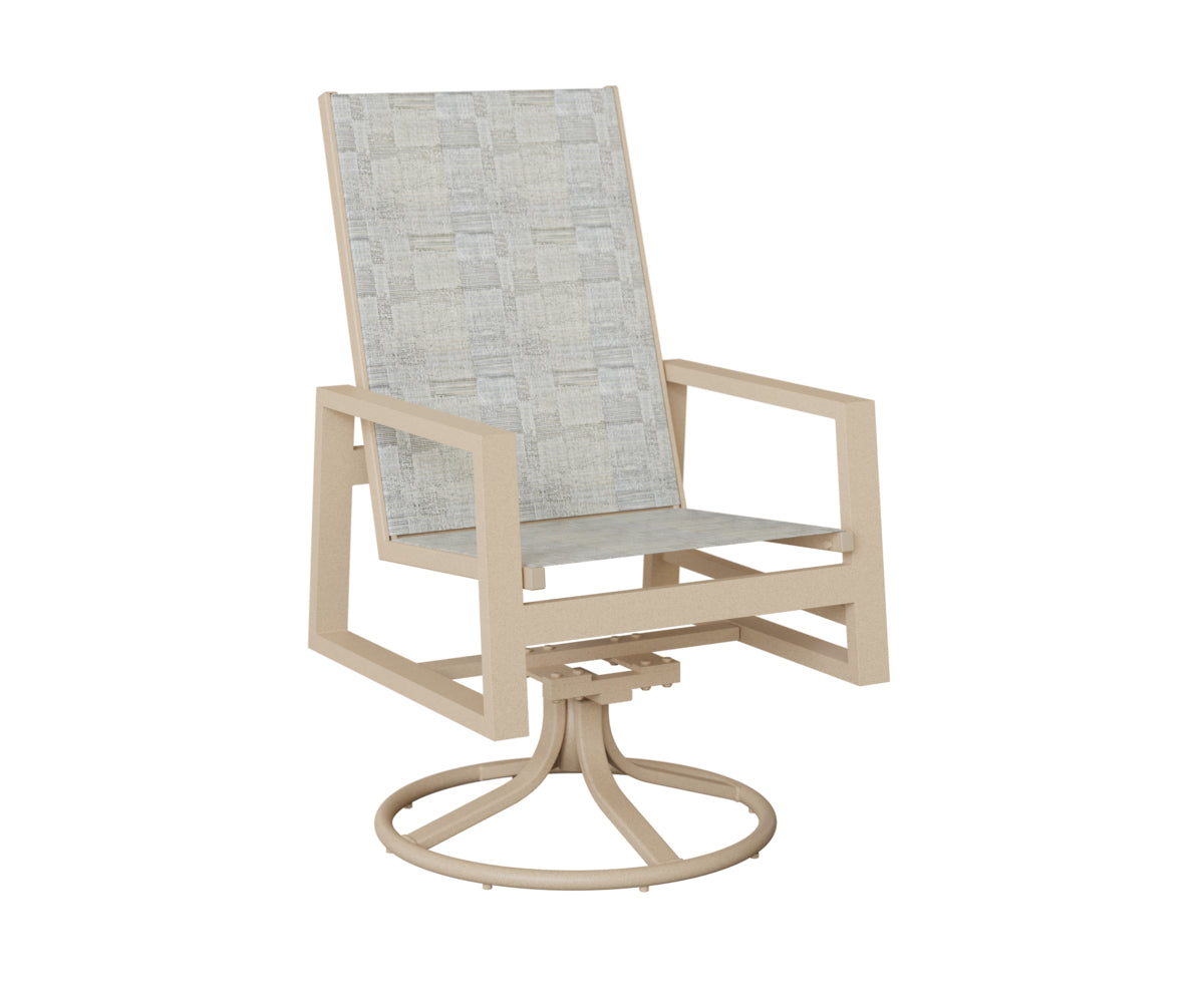 Vida High Back Padded Sling Swivel Rocker Dining Chair