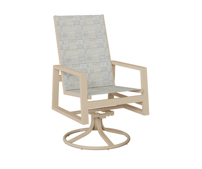 Vida High Back Padded Sling Swivel Rocker Dining Chair