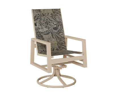 Vida High Back Padded Sling Swivel Rocker Dining Chair