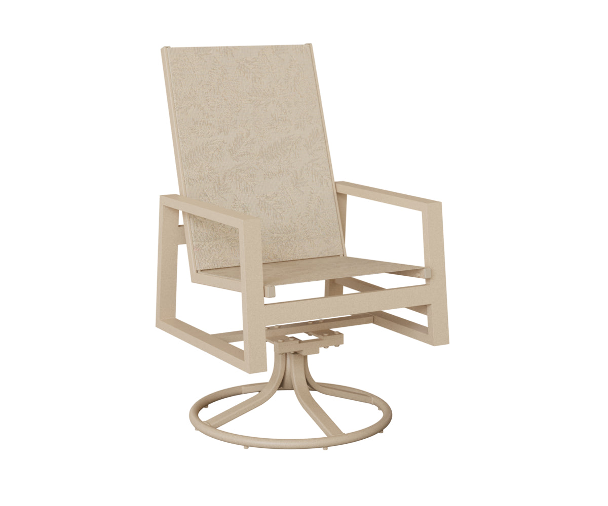 Vida High Back Padded Sling Swivel Rocker Dining Chair