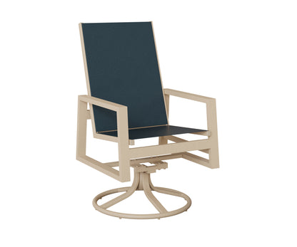 Vida High Back Padded Sling Swivel Rocker Dining Chair