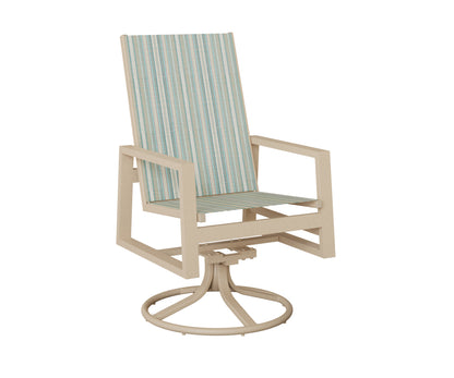 Vida High Back Padded Sling Swivel Rocker Dining Chair