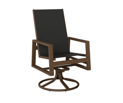 Vida High Back Padded Sling Swivel Rocker Dining Chair