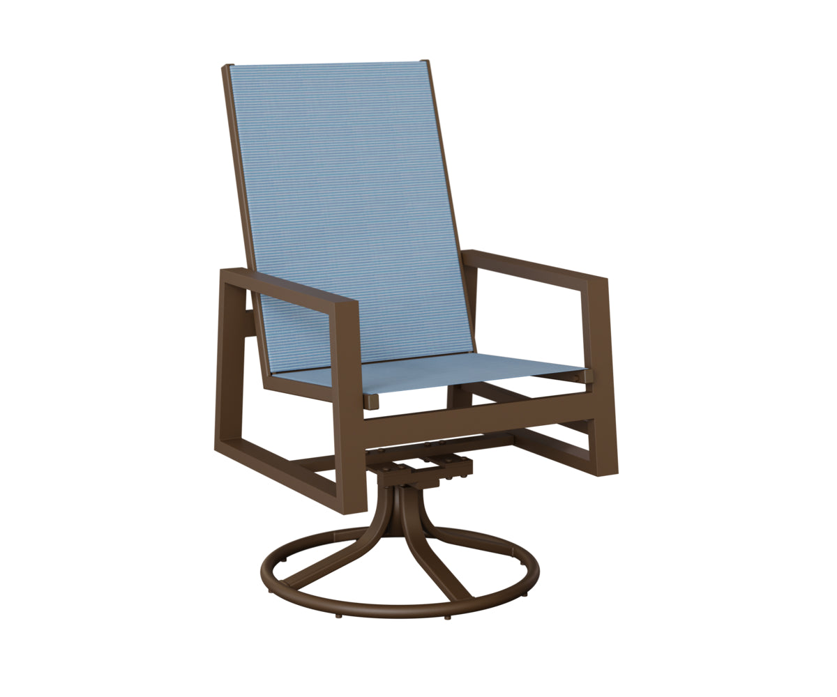 Vida High Back Padded Sling Swivel Rocker Dining Chair