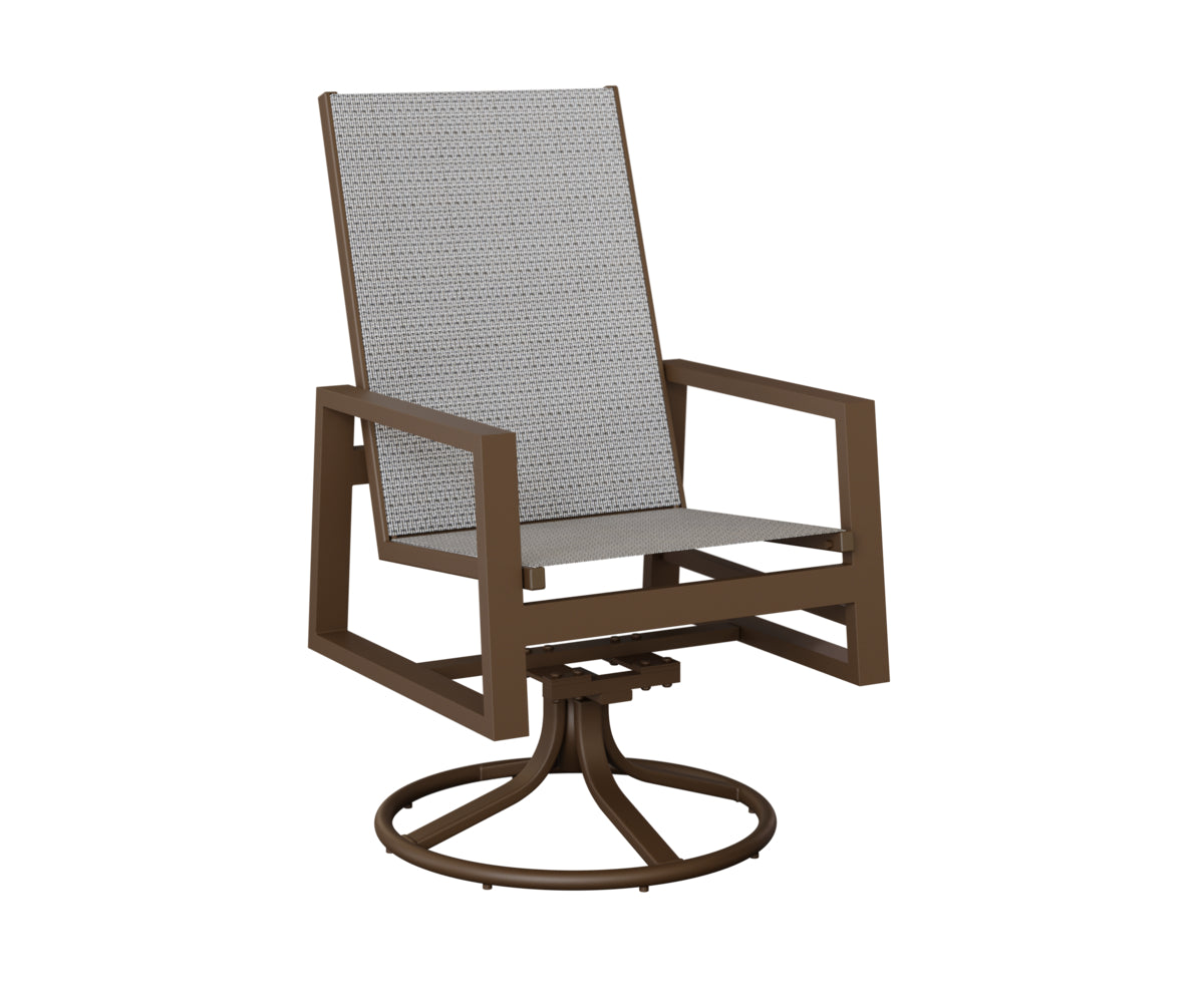 Vida High Back Padded Sling Swivel Rocker Dining Chair