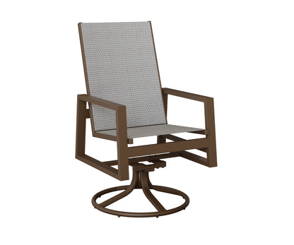 Vida High Back Padded Sling Swivel Rocker Dining Chair