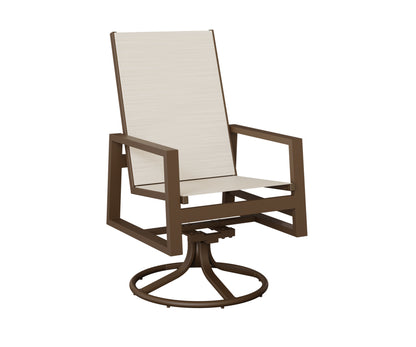 Vida High Back Padded Sling Swivel Rocker Dining Chair