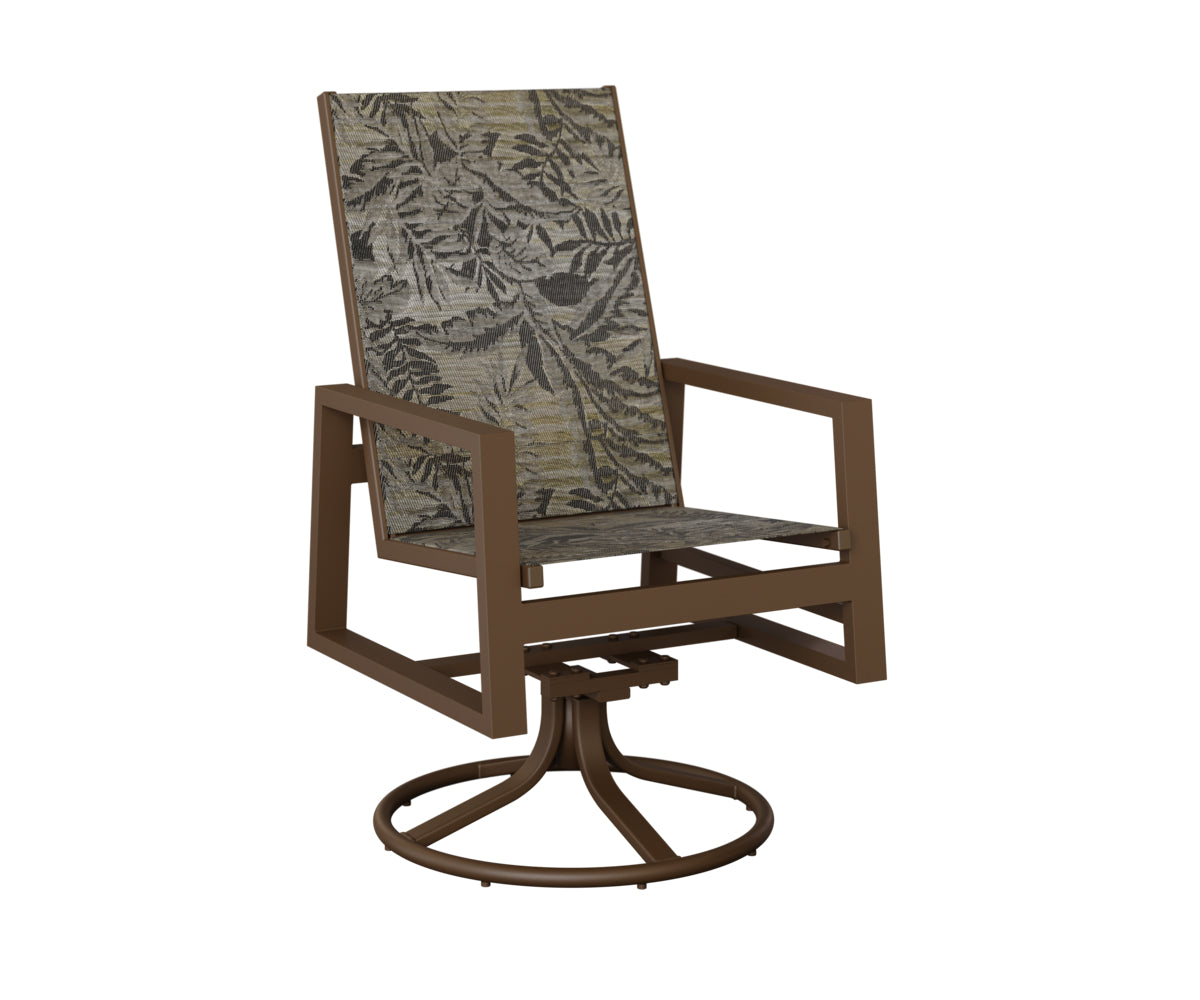 Vida High Back Padded Sling Swivel Rocker Dining Chair