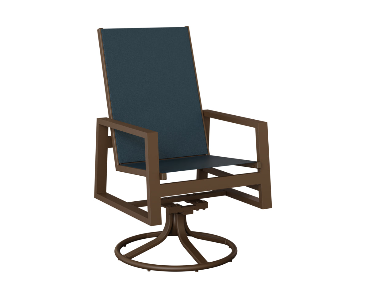 Vida High Back Padded Sling Swivel Rocker Dining Chair