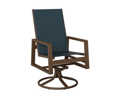 Vida High Back Padded Sling Swivel Rocker Dining Chair