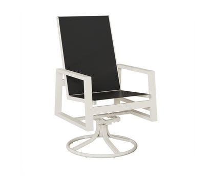 Vida High Back Padded Sling Swivel Rocker Dining Chair