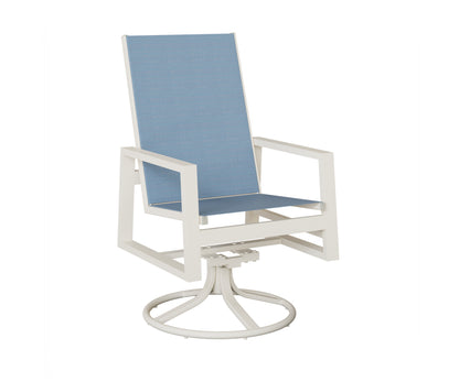 Vida High Back Padded Sling Swivel Rocker Dining Chair