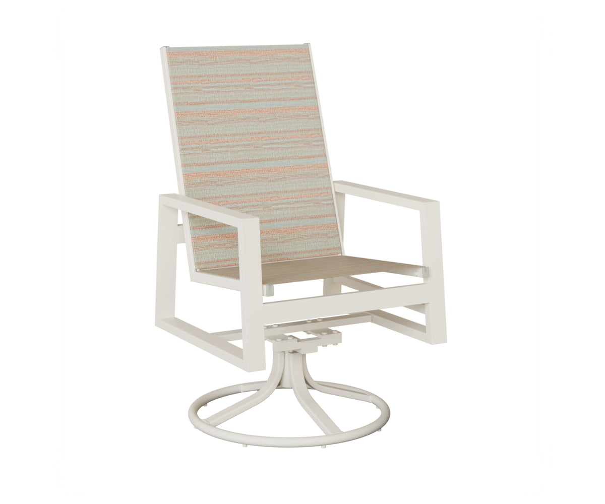 Vida High Back Padded Sling Swivel Rocker Dining Chair