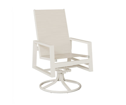 Vida High Back Padded Sling Swivel Rocker Dining Chair